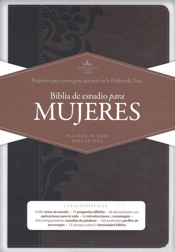 Biblia RVR60 - de Estudio - Para Mujeres - Símil Piel Café