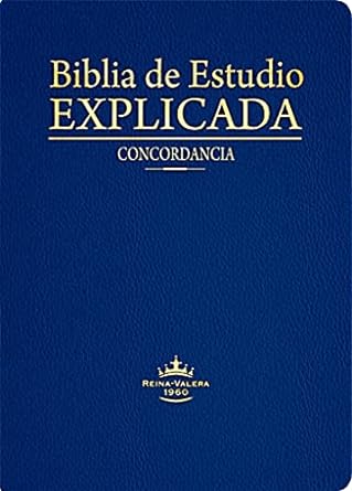 Biblia RVR 1960 de Estudio Explicada Piel Azul Índice Concordancia