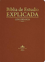 Cargar imagen en el visor de la galería, Biblia de Estudio - RVR60 - Explicada - con Índice - Símil Piel - Marrón
