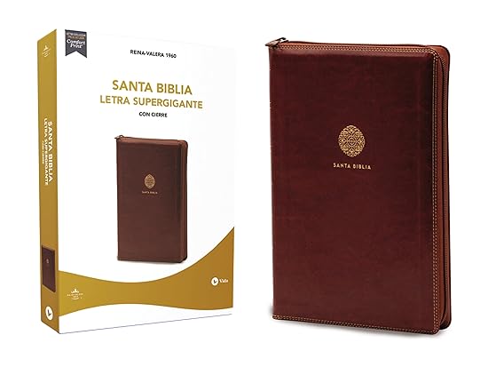 Biblia RVR60 - Letra Súper Gigante - Símil Piel Café con Cierre