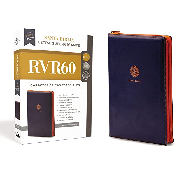Biblia RVR60 - Letra Super Gigante - con Índice y Cierre - Símil Piel Azul