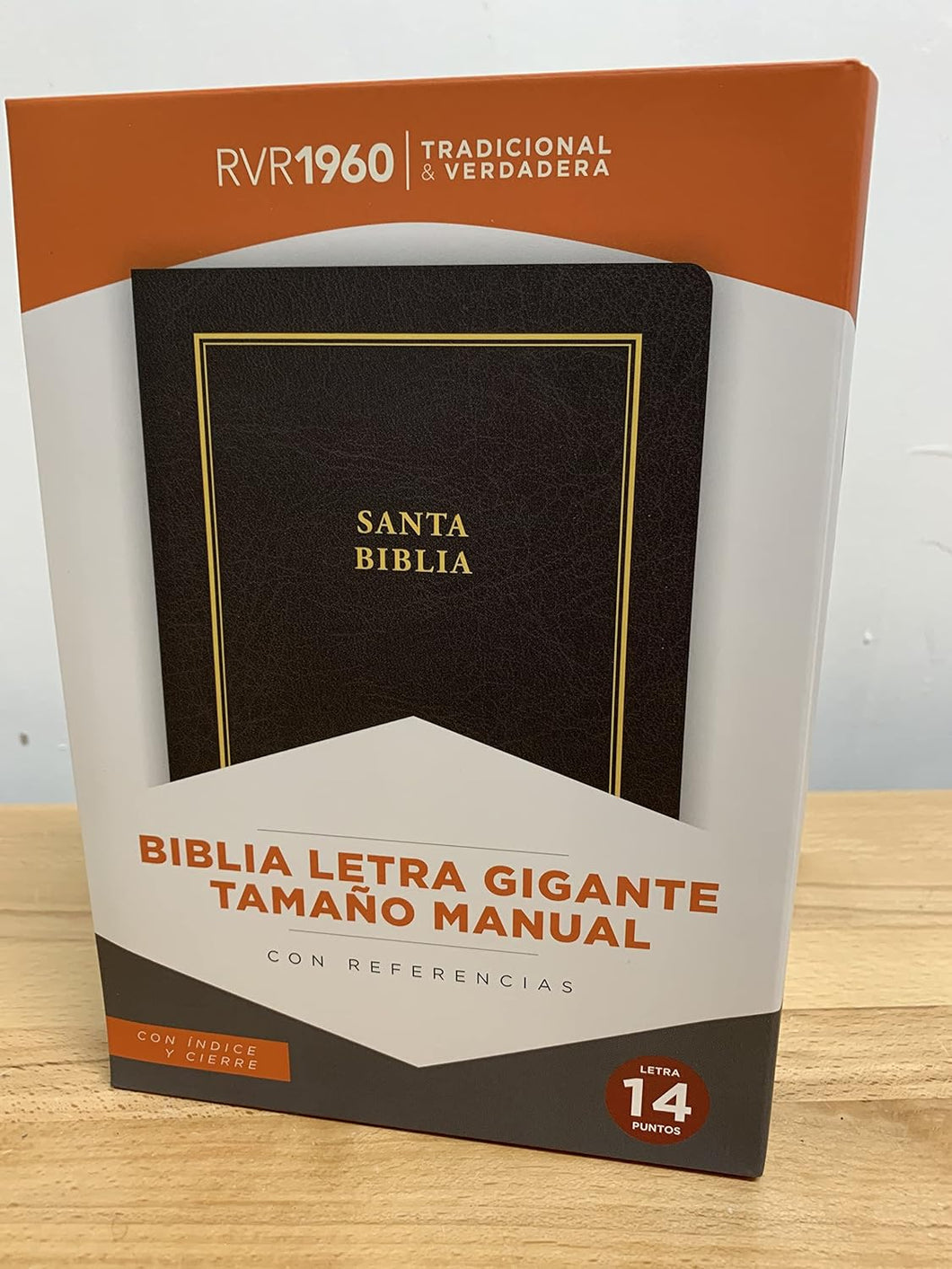Biblia RVR 1960 Letra Gigante Símil Piel Negro Con Índice Con Cierre