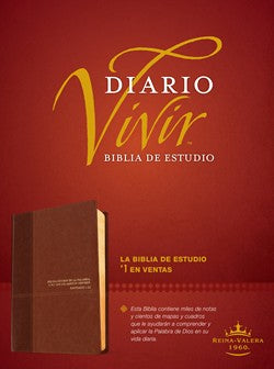 Biblia RVR60 de Estudio Del Diario Vivir - Piel Italiana Café 2 Tonos