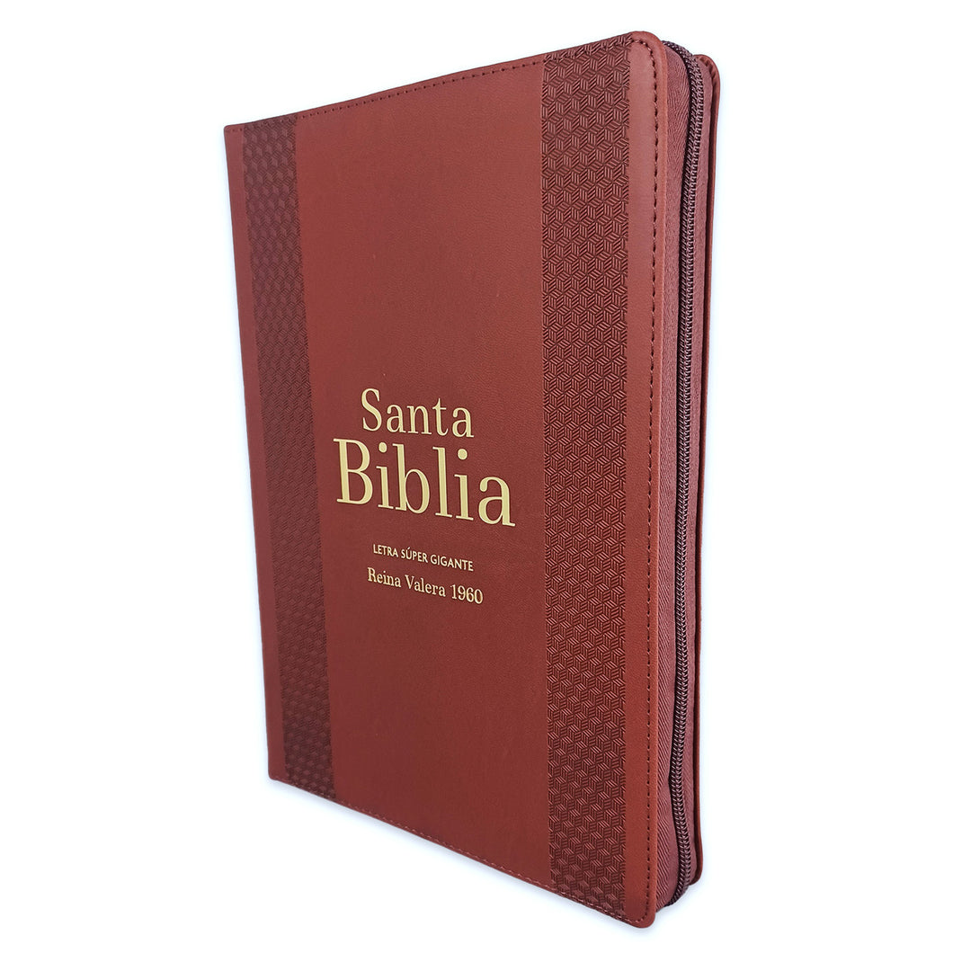 Biblia RVR 1960 Letra Súper Gigante Marrón con Índice y Cierre