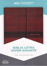 Cargar imagen en el visor de la galería, Biblia NVI Letra Súper Gigante Marrón Con Solapa y Iman Con Cierre Con Indice
