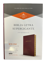 Cargar imagen en el visor de la galería, Biblia RVR60 Letra Súper Gigante - Borgoña Imitación Piel con Índice
