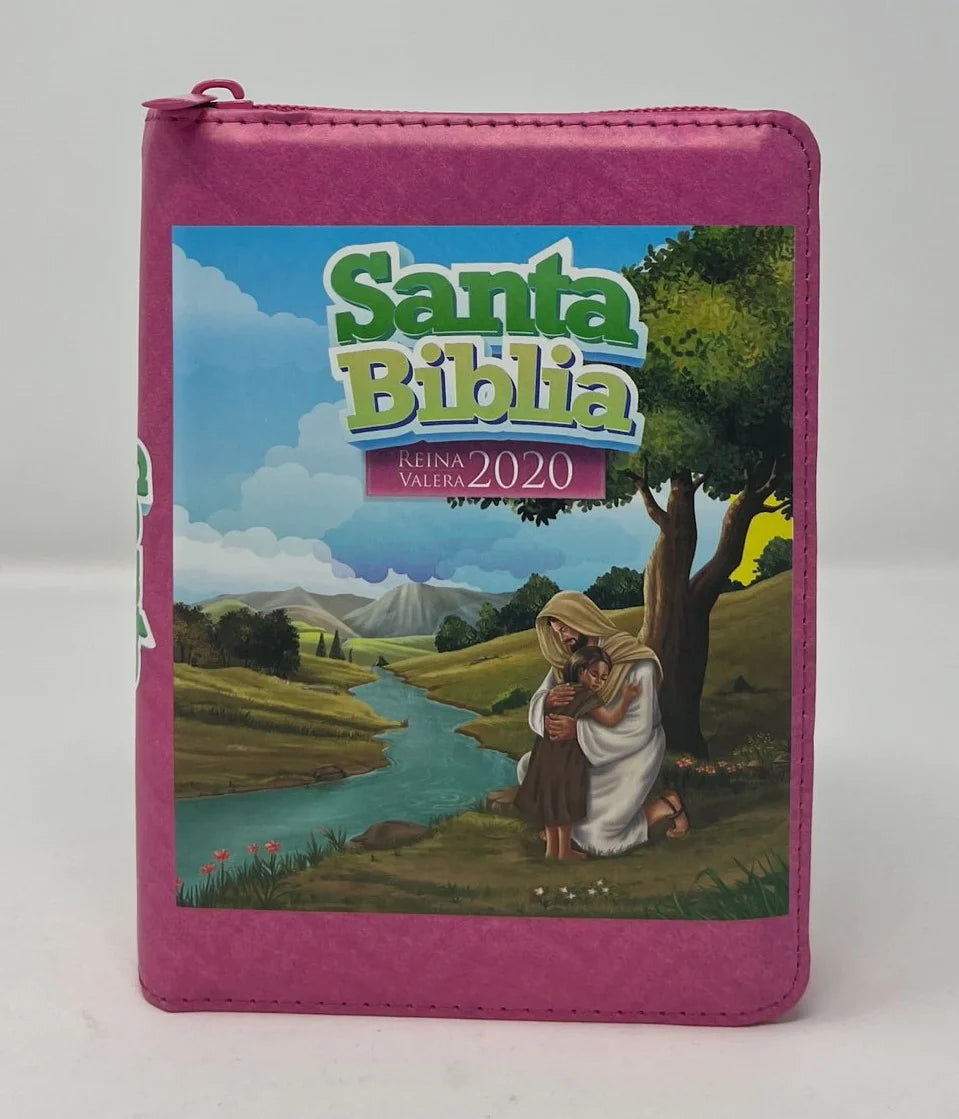Biblia RVR 2020 para Niñas Rosada Vinilo Con Cierre
