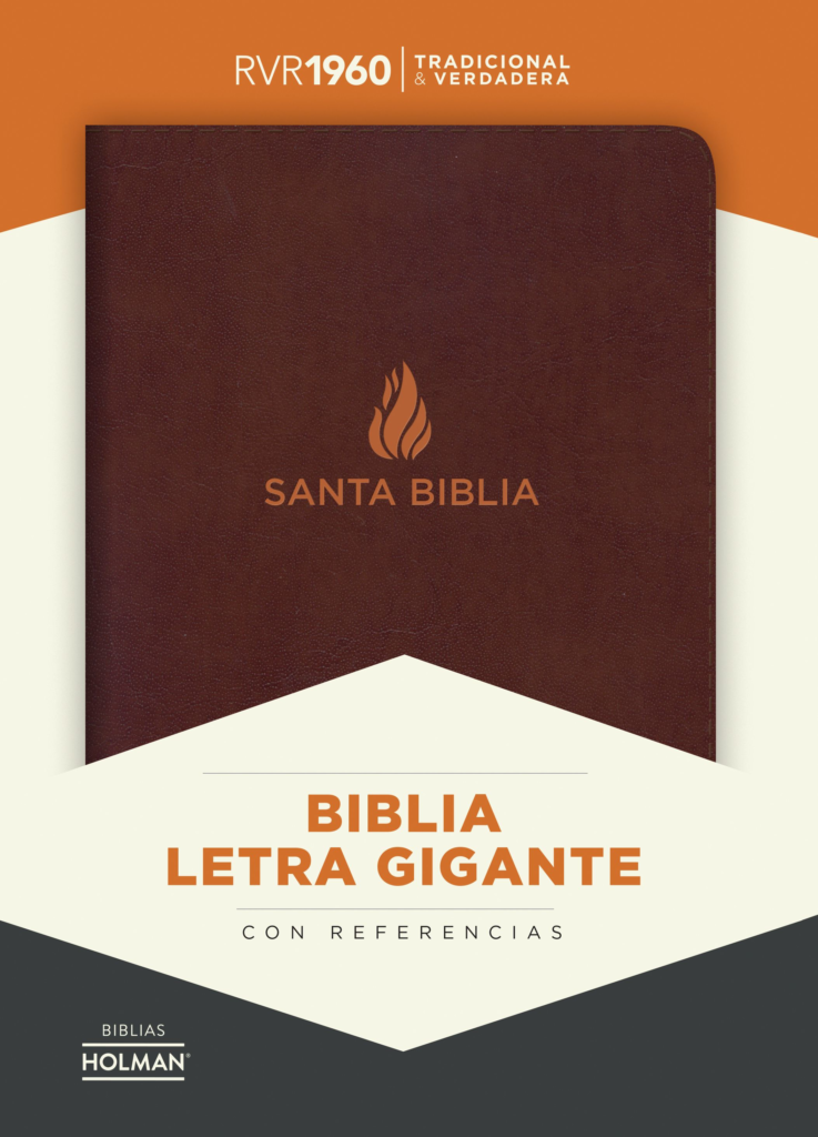 Biblia RVR60 Letra Gigante - Marrón - Piel Fabricada - Palabras de Jesús en Rojo