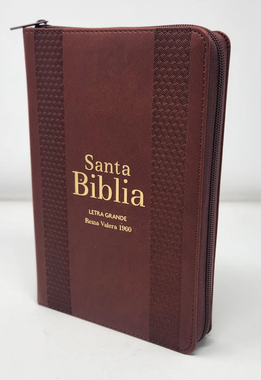 Biblia RVR 1960 Letra Grande Tamaño Manual Café con Índice y Cierre