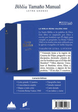 Cargar imagen en el visor de la galería, Biblia RVR60 Letra Grande - Tamaño Manual - Tricolor: azul/crema/azul marino con índice y cierre
