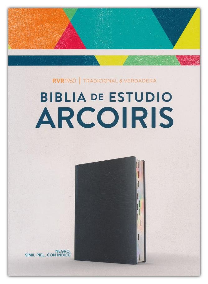 Biblia RVR60 - De Estudio - Arcoíris - Símil Piel Negro - con Índice