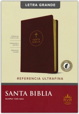 Biblia RVR 1960 Referencia Ultrafina Letra Grande Letra Roja Sentipiel Café Rojizo Índice