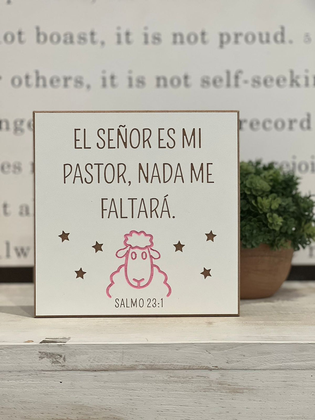 Cuadro - El Señor es mi Pastor - Niños - Rosa