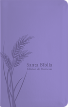 Cargar imagen en el visor de la galería, Biblia RVR 1960 de Promesas Tamaño Manual lavanda Imitación Piel con Cierre
