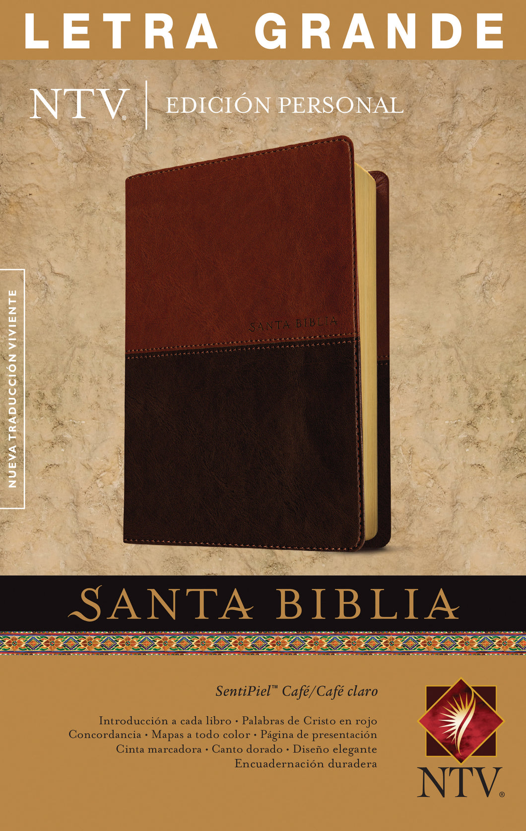 Biblia NTV - Letra Grande - Edición Personal - SentiPiel Café 2 Tonos