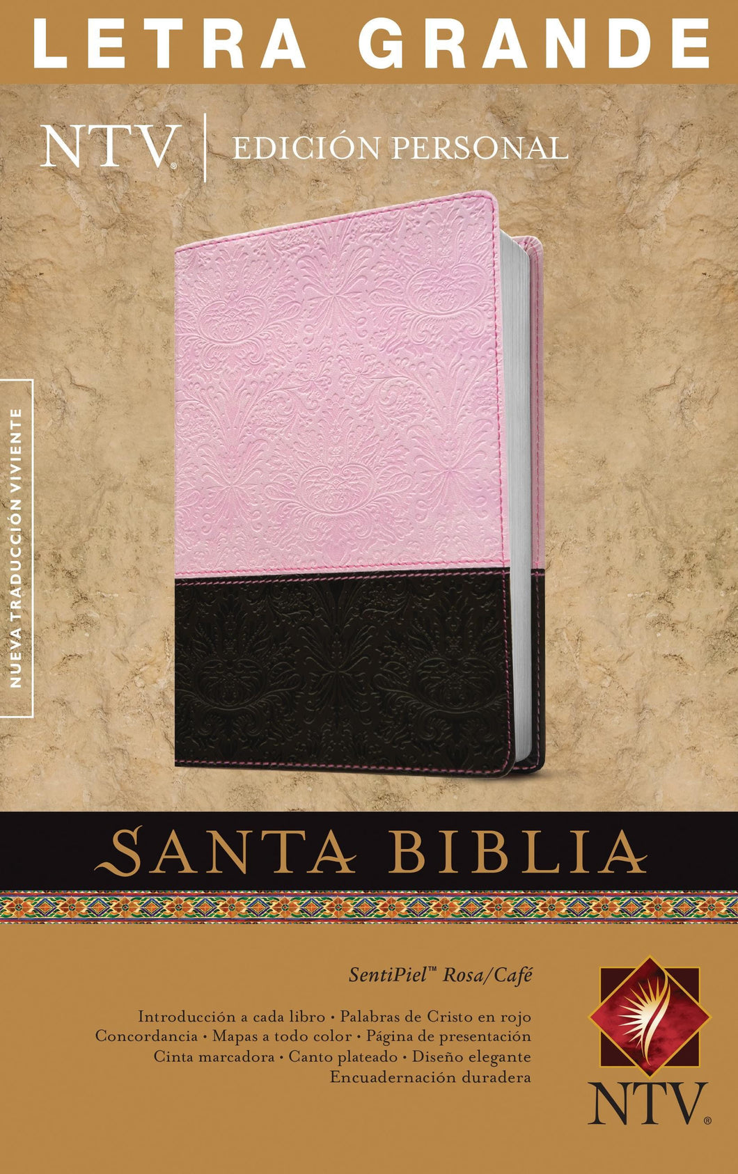 Biblia NTV - Letra Grande - Edición Personal - SentiPiel - Rosa/Café